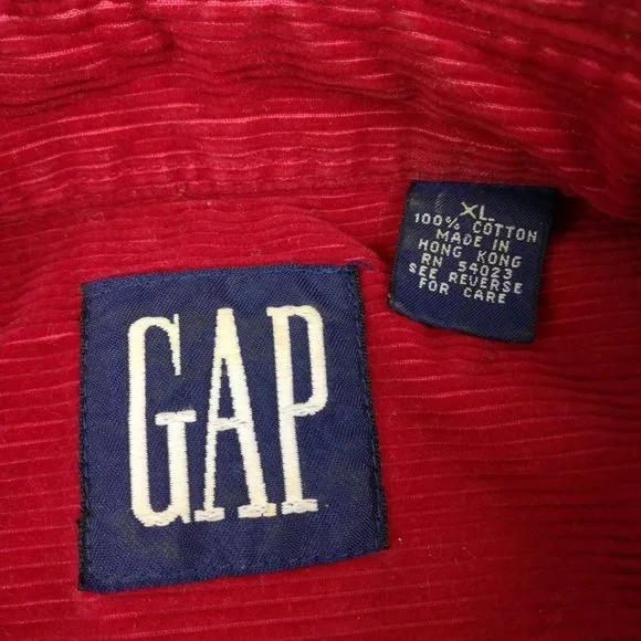 Vintage GAP Shirt Corduroy Long Sleeve Button Down Red Mens XL - Picture 3 of 7